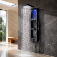 Panou Dus Inovativ Negru Mat, Hidromasaj, LED, 6000-2RF