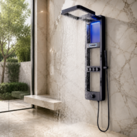 Panou Dus Inovativ Negru Mat, Hidromasaj, LED, 6000-2RF
