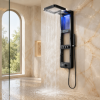 Panou Dus Inovativ Negru Mat, Hidromasaj, LED, 6000-2RF