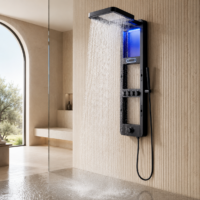 Panou Dus Inovativ Negru Mat, Hidromasaj, LED, 6000-2RF