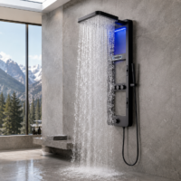 Panou Dus Inovativ Negru Mat, Hidromasaj, LED, 6000-2RF