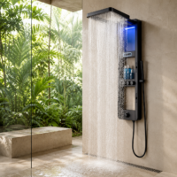 Panou Dus Inovativ Negru Mat, Hidromasaj, LED, 6000-2RF