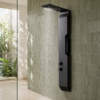 Panou Dus Modern Negru Mat, Hidromasaj, 5657RF