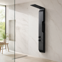 Panou Dus Modern Negru Mat, Hidromasaj, 5657RF