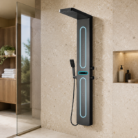 Panou Dus Negru Mat, Hidromasaj, LED, 5963RF