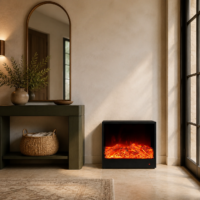 Semineu Electric Decorativ, 10W LED, 55 cm, RF