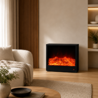 Semineu Electric Decorativ, 10W LED, 55 cm, RF
