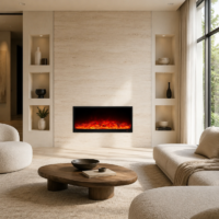Semineu Electric Decorativ, 16W LED, 100 cm, RF