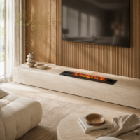 Semineu Electric Decorativ Incorporabil, 130W LED, 80 cm, RF