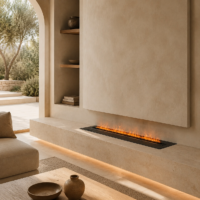 Semineu Electric Decorativ Incorporabil, 130W LED, 80 cm, RF