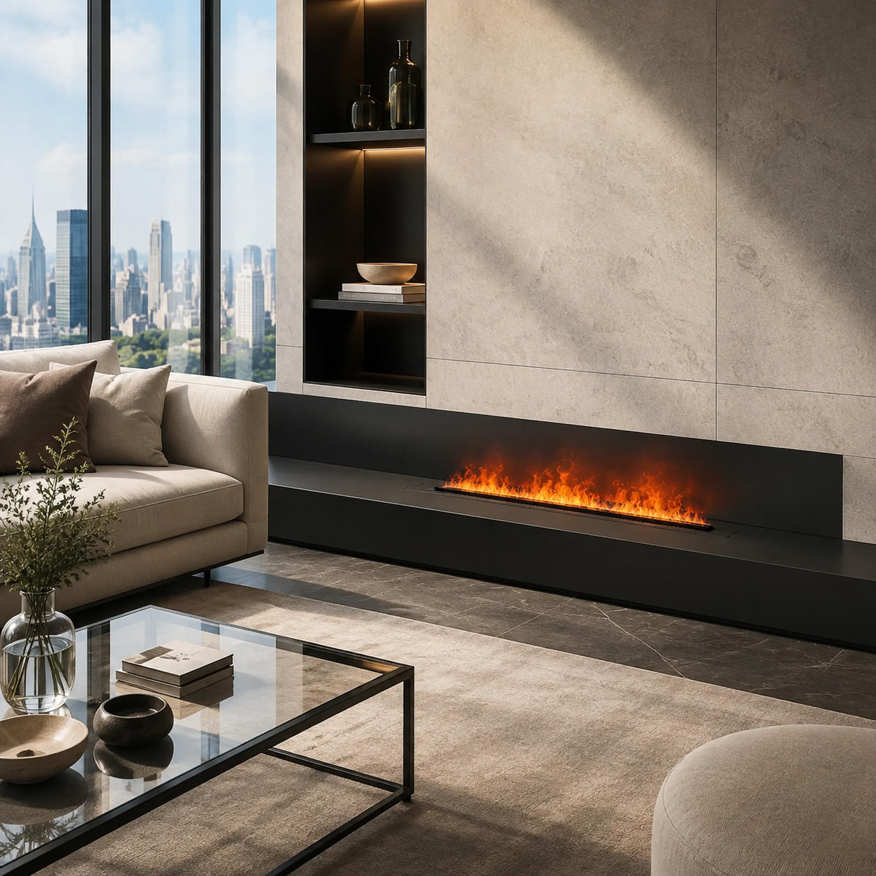 Semineu Electric Decorativ Incorporabil, 130W LED, 80 cm, RF Semineu Electric Decorativ Incorporabil, 130W LED, 80 cm, RF