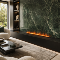 Semineu Electric Decorativ Incorporabil, 170W LED, 100 cm, RF
