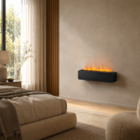 Semineu Electric Decorativ Incorporabil, 80W LED, 48 cm, RF