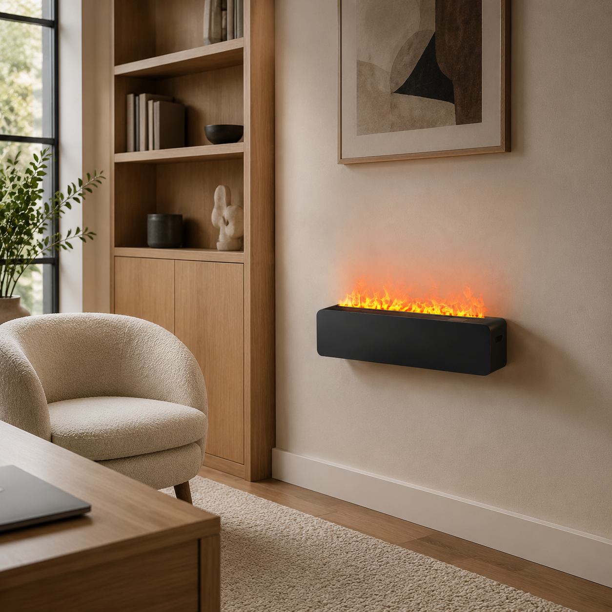 Semineu Electric Decorativ Incorporabil, 80W LED, 48 cm, RF Semineu Electric Decorativ Incorporabil, 80W LED, 48 cm, RF