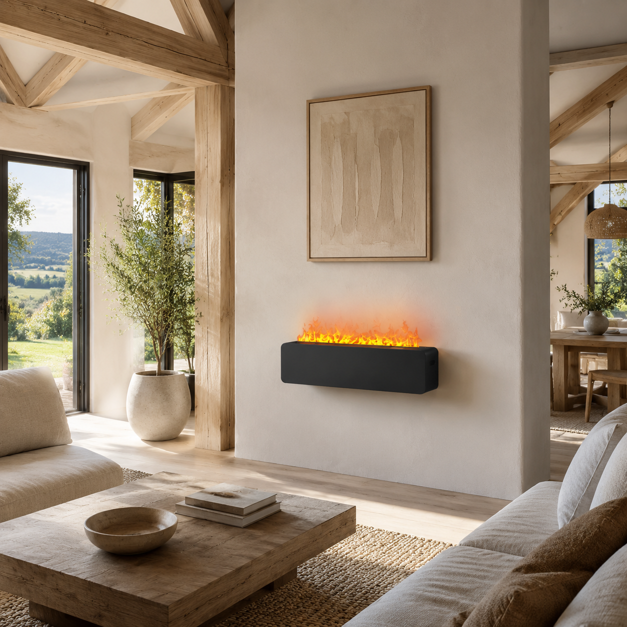 Semineu Electric Decorativ Incorporabil, 80W LED, 48 cm, RF Semineu Electric Decorativ Incorporabil, 80W LED, 48 cm, RF