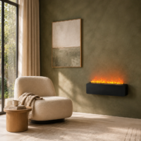 Semineu Electric Decorativ Incorporabil, 80W LED, 48 cm, RF