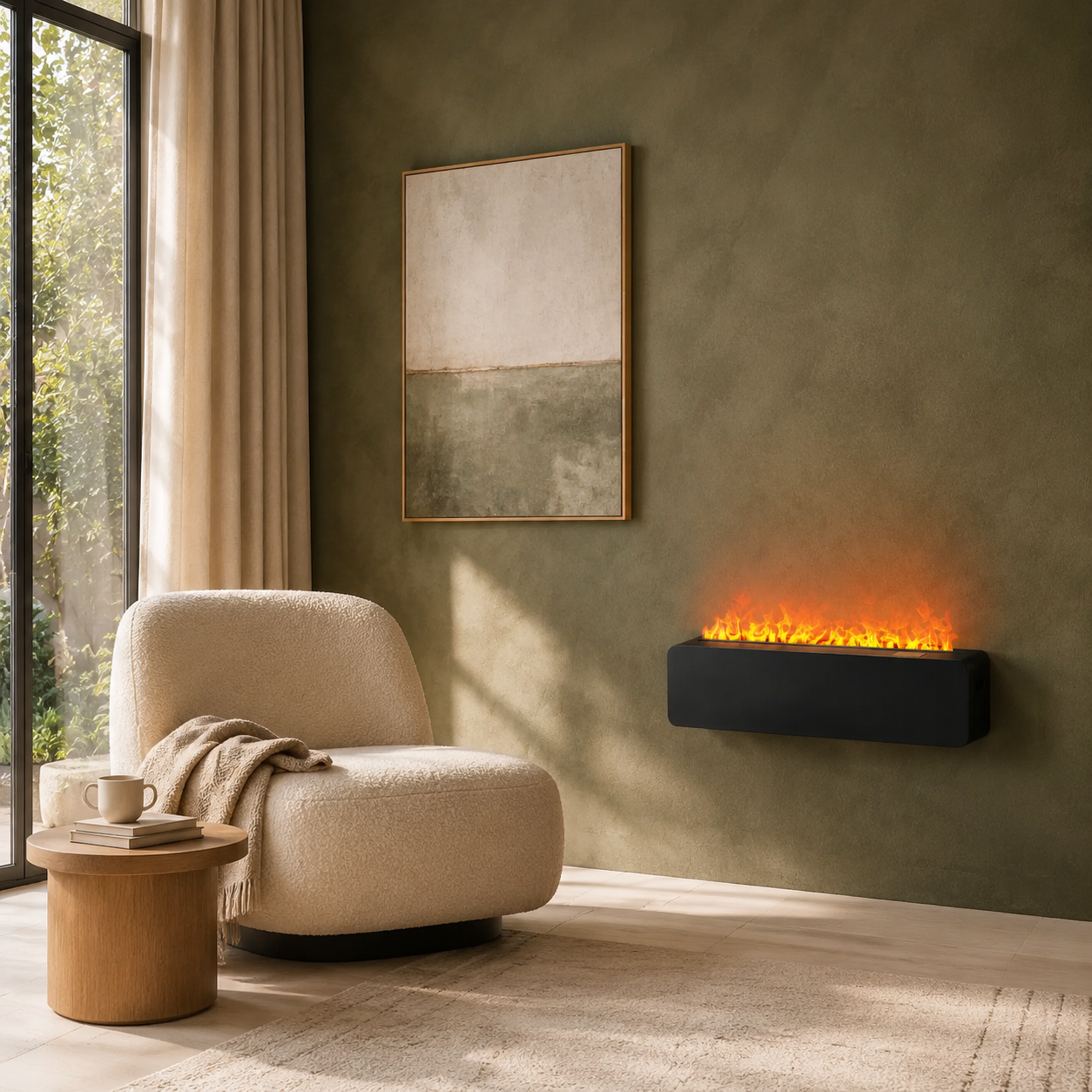 Semineu Electric Decorativ Incorporabil, 80W LED, 48 cm, RF Semineu Electric Decorativ Incorporabil, 80W LED, 48 cm, RF