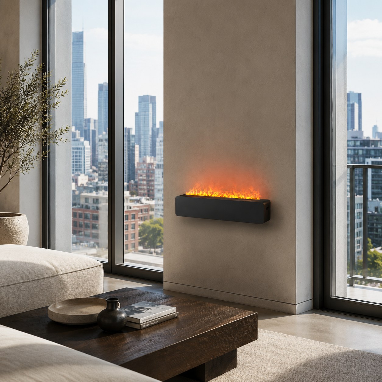 Semineu Electric Decorativ Incorporabil, 80W LED, 48 cm, RF Semineu Electric Decorativ Incorporabil, 80W LED, 48 cm, RF