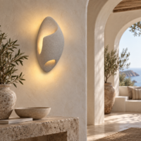 Aplica LED Nest Stone Oval, 40 × 25 cm, Gri