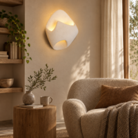 Aplica LED Nest Stone Wave, 40 × 30 cm, Alb