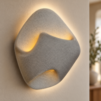 Aplica LED Nest Stone Wave, 40 × 30 cm, Gri