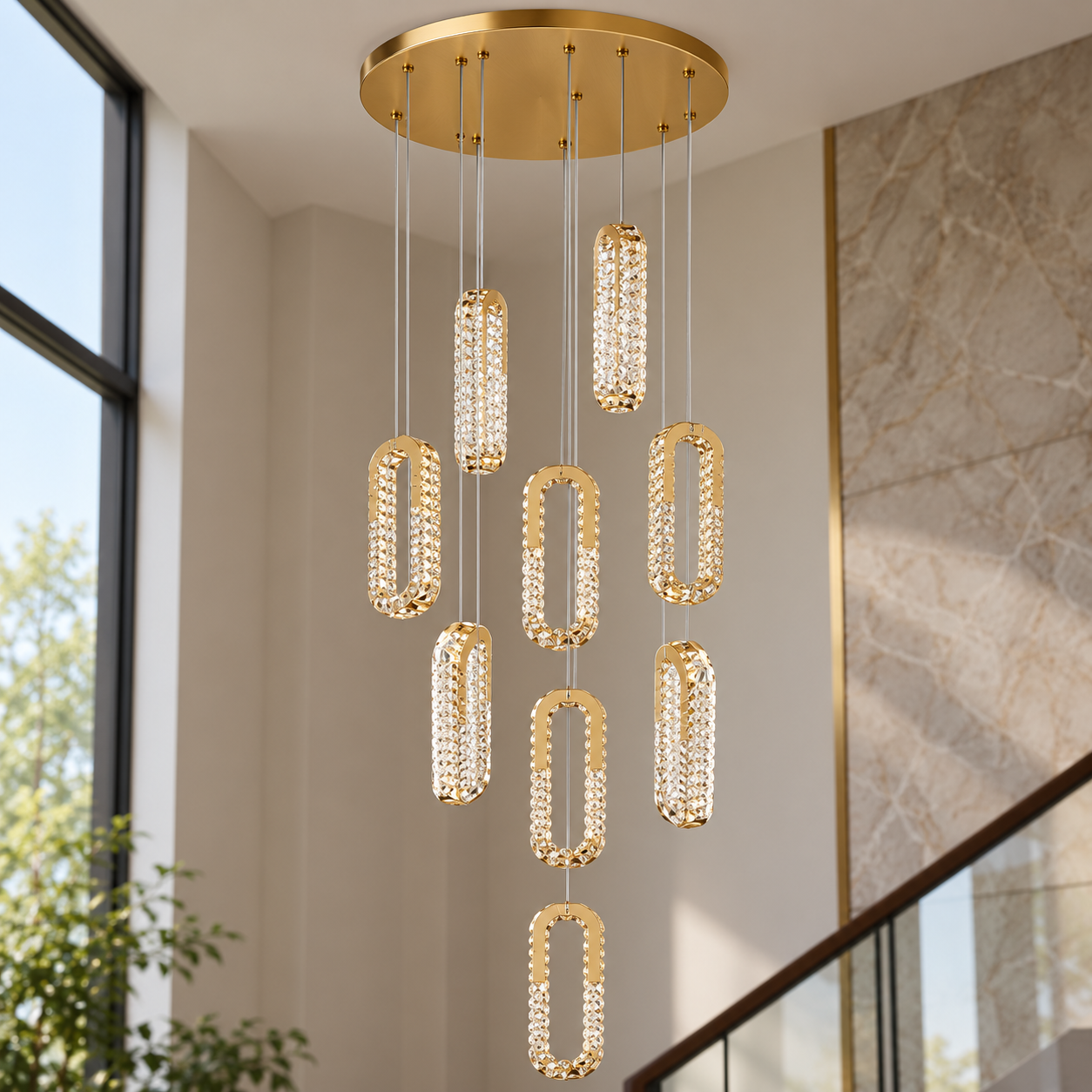 Candelabru Gold Diamond Halo 9, Auriu, Telecomandă Candelabru Gold Diamond Halo 9, Auriu, Telecomandă