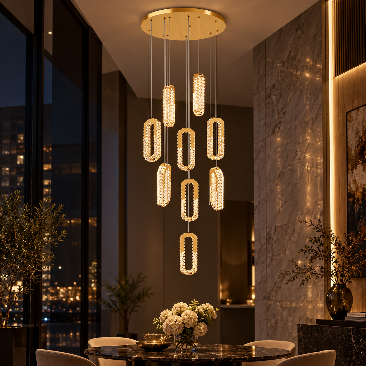 Candelabru Gold Diamond Halo 9, Auriu, Telecomandă Candelabru Gold Diamond Halo 9, Auriu, Telecomandă