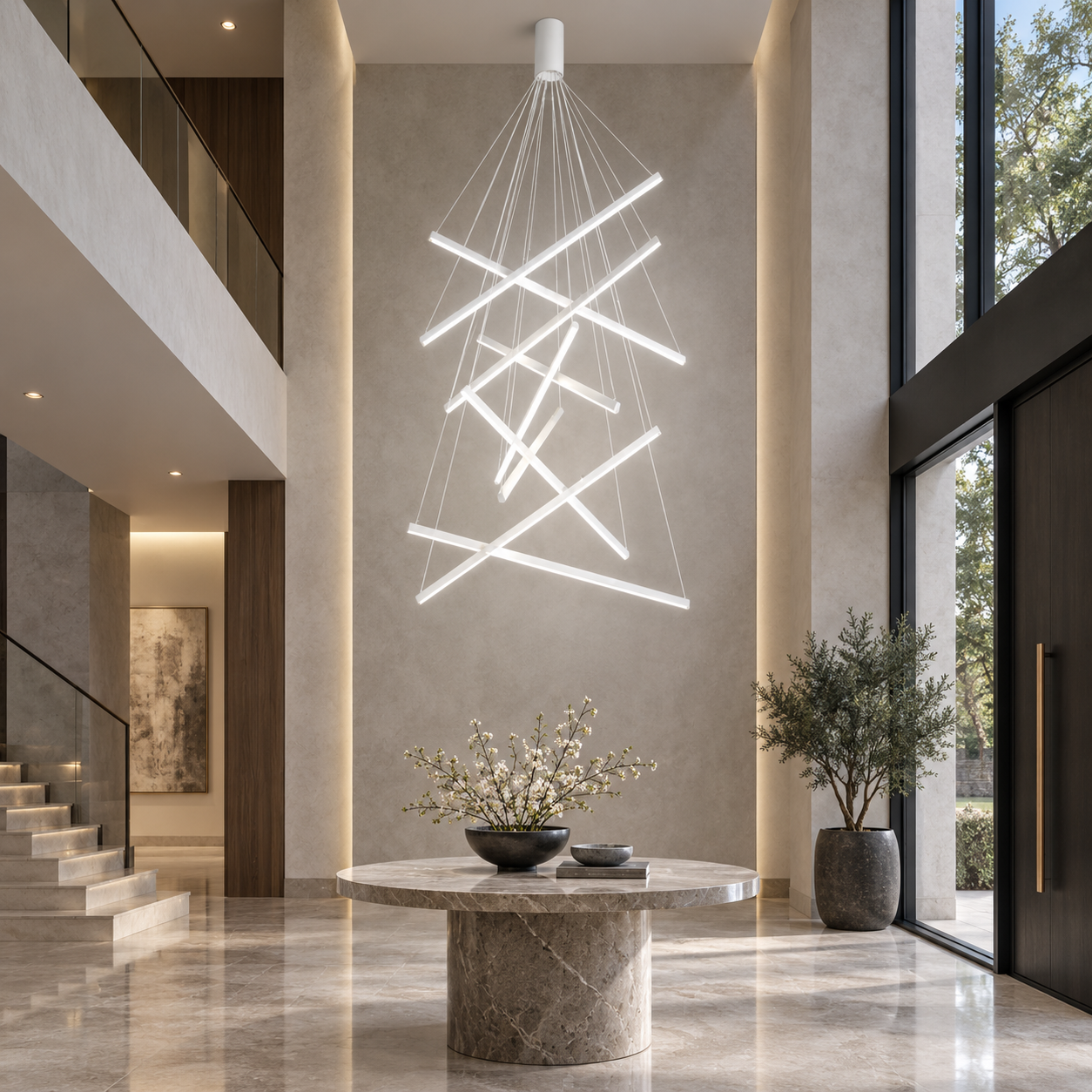 Candelabru LED, 9 Lines Golden Art, Alb, Telecomanda Candelabru LED, 9 Lines Golden Art, Alb, Telecomanda