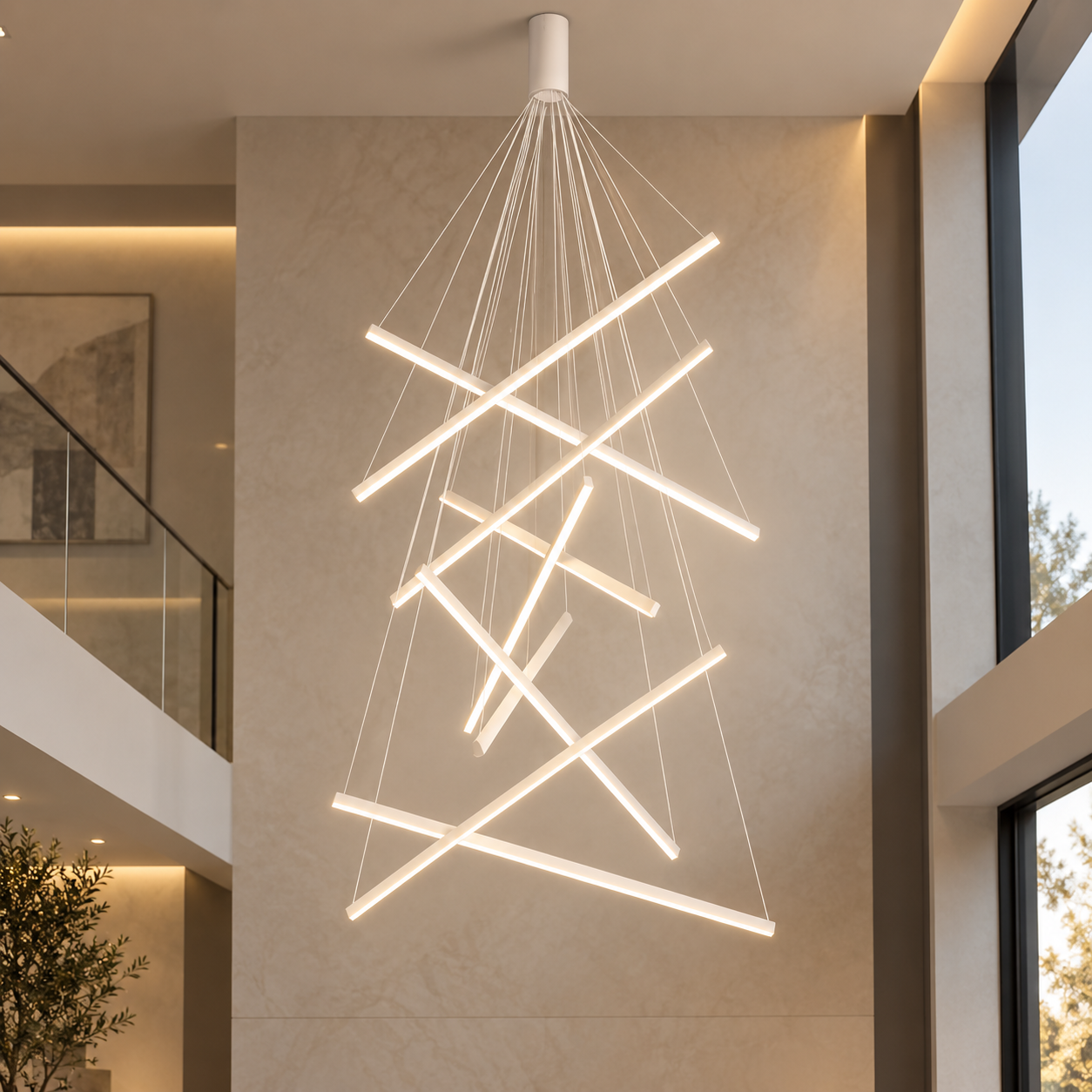Candelabru LED, 9 Lines Golden Art, Alb, Telecomanda Candelabru LED, 9 Lines Golden Art, Alb, Telecomanda