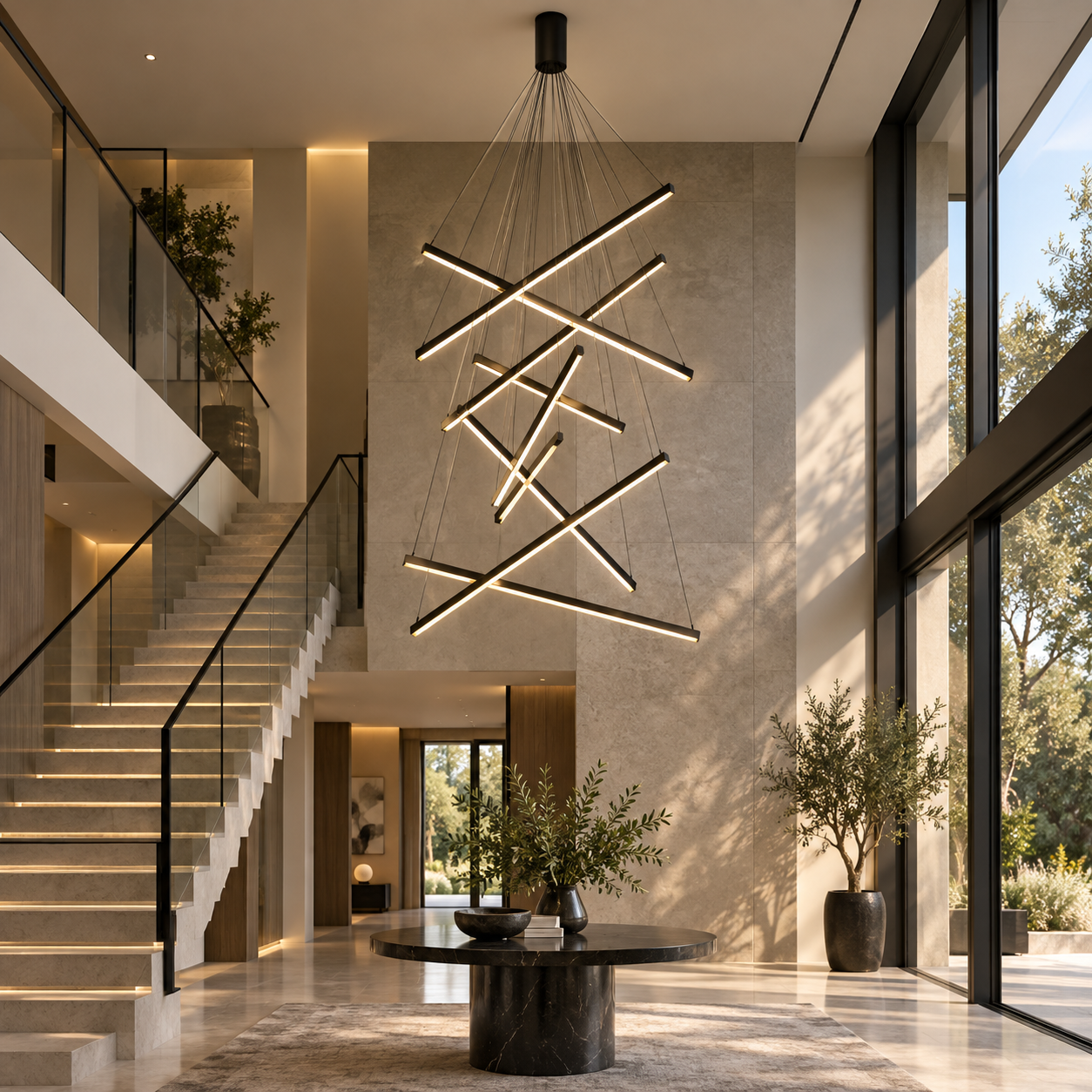 Candelabru LED, 9 Lines Golden Art, Negru, Telecomanda Candelabru LED, 9 Lines Golden Art, Negru, Telecomanda