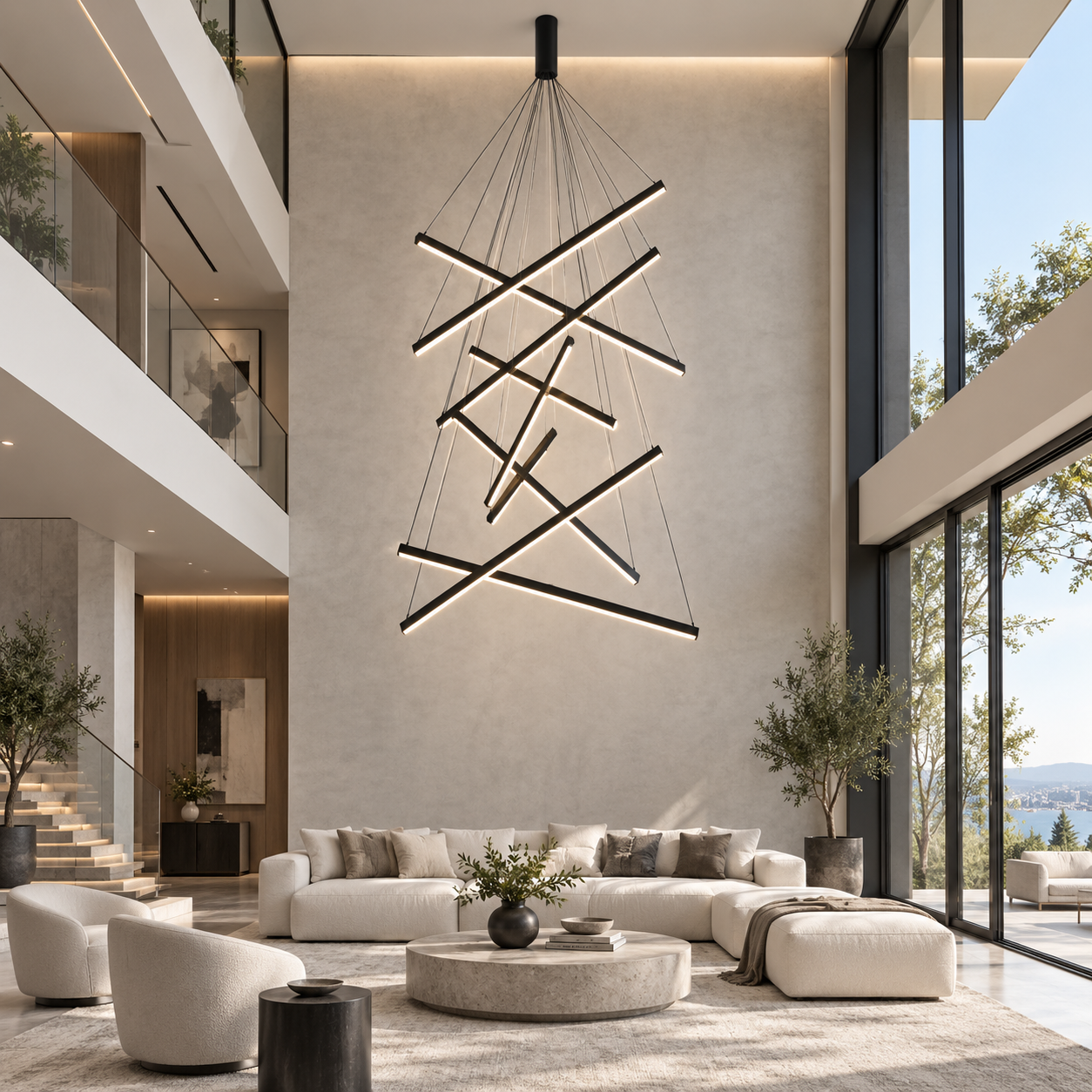 Candelabru LED, 9 Lines Golden Art, Negru, Telecomanda Candelabru LED, 9 Lines Golden Art, Negru, Telecomanda