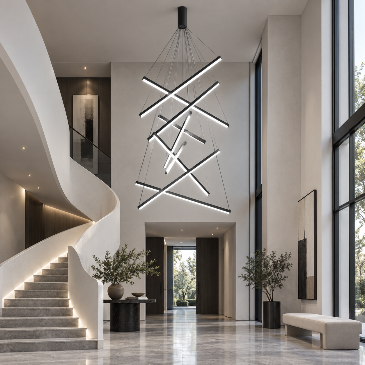 Candelabru LED, 9 Lines Golden Art, Negru, Telecomanda Candelabru LED, 9 Lines Golden Art, Negru, Telecomanda