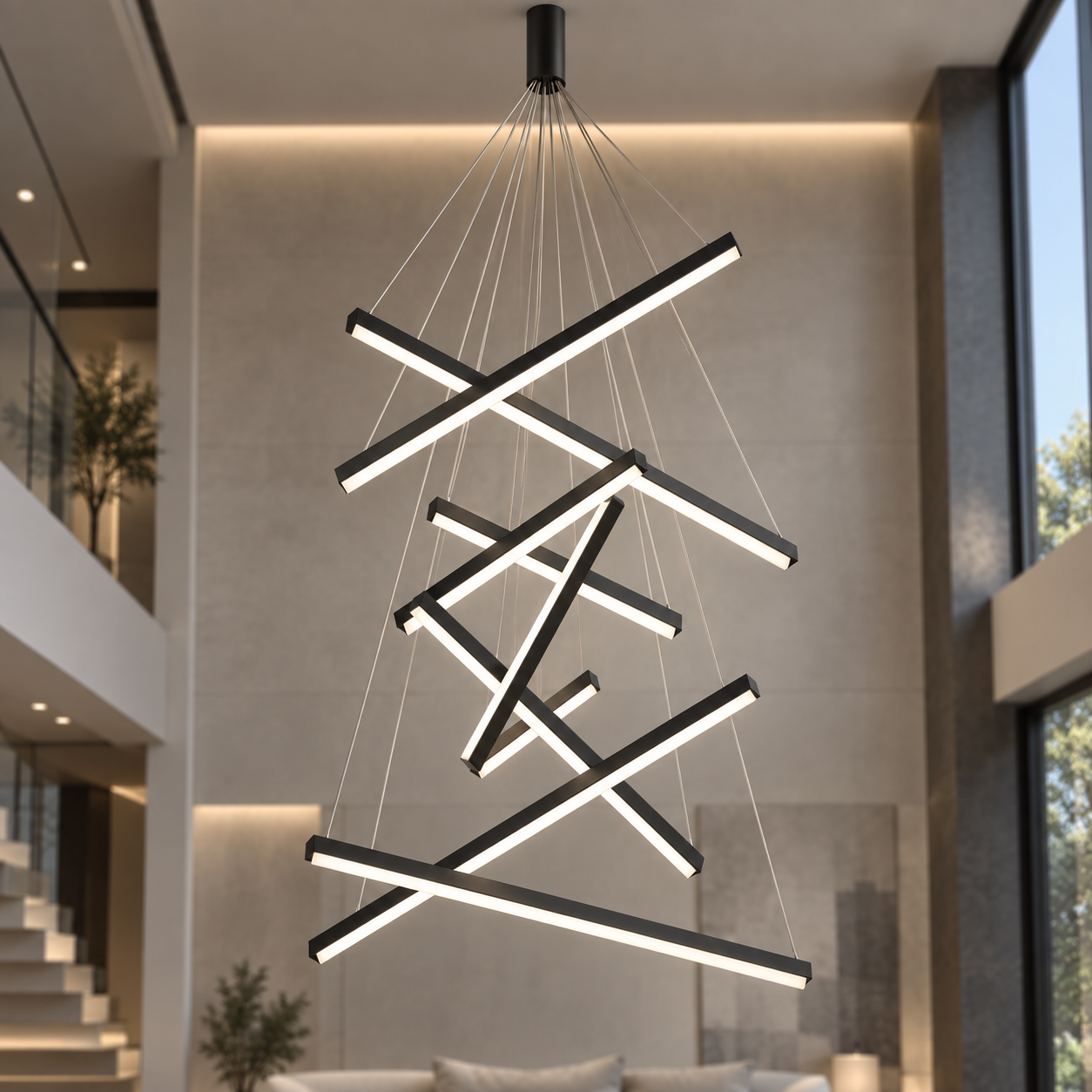 Candelabru LED, 9 Lines Golden Art, Negru, Telecomanda Candelabru LED, 9 Lines Golden Art, Negru, Telecomanda