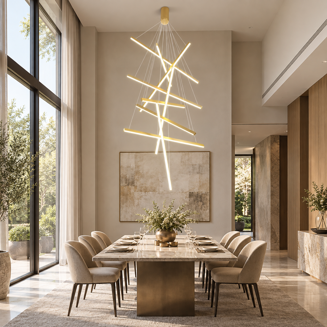 Candelabru LED, 9 Lines Golden Art, Alb, Telecomanda Candelabru LED, 9 Lines Golden Art, Alb, Telecomanda