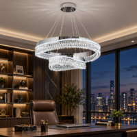Candelabru LED Crystal Orbit, Argintiu, 2 Cercuri