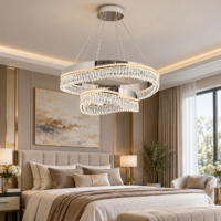 Candelabru LED Crystal Orbit, Argintiu, 2 Cercuri