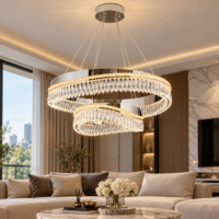 Candelabru LED Crystal Orbit, Argintiu, 2 Cercuri