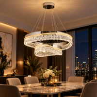 Candelabru LED Crystal Orbit, Argintiu, 2 Cercuri