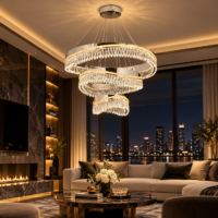 Candelabru LED Crystal Orbit, Argintiu, 3 Cercuri