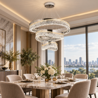 Candelabru LED Crystal Orbit, Argintiu, 3 Cercuri