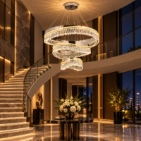 Candelabru LED Crystal Orbit, Argintiu, 3 Cercuri