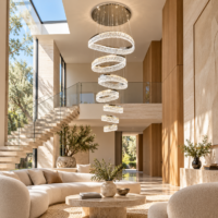 Candelabru LED Crystal Orbit, Argintiu, 7 Cercuri