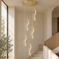 Candelabru LED Golden Diamond Wave 5, Auriu, Telecomandă