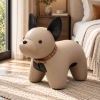 Fotoliu Decorativ French Bulldog, Piele Ecologică, Gri