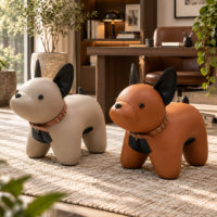 Fotoliu Decorativ French Bulldog, Piele Ecologică, Gri