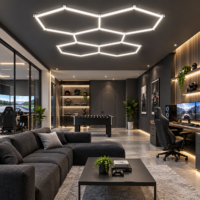 Honeycomb LED Aluminiu, 5 Hexagoane, 300x200 cm