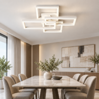 Lustra LED 70W Minimalist Rectangle Alb, Telecomanda