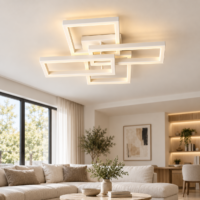 Lustra LED 70W Minimalist Rectangle Alb, Telecomanda