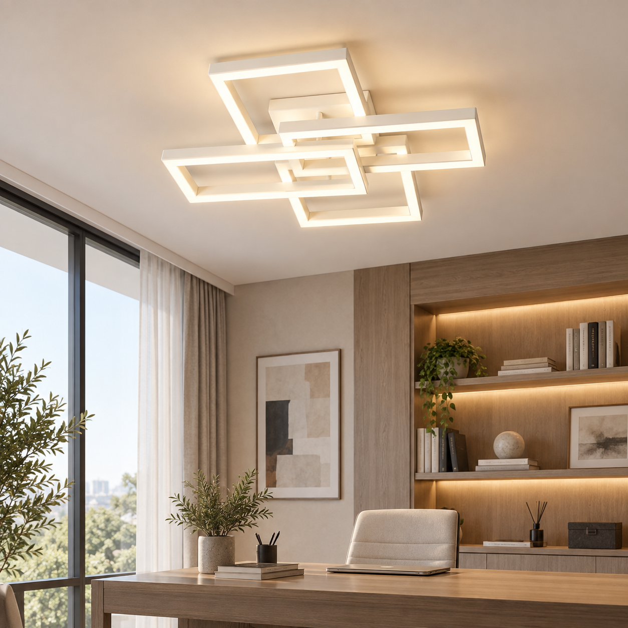 Lustra LED 70W Minimalist Rectangle Alb, Telecomanda Lustra LED 70W Minimalist Rectangle Alb, Telecomanda