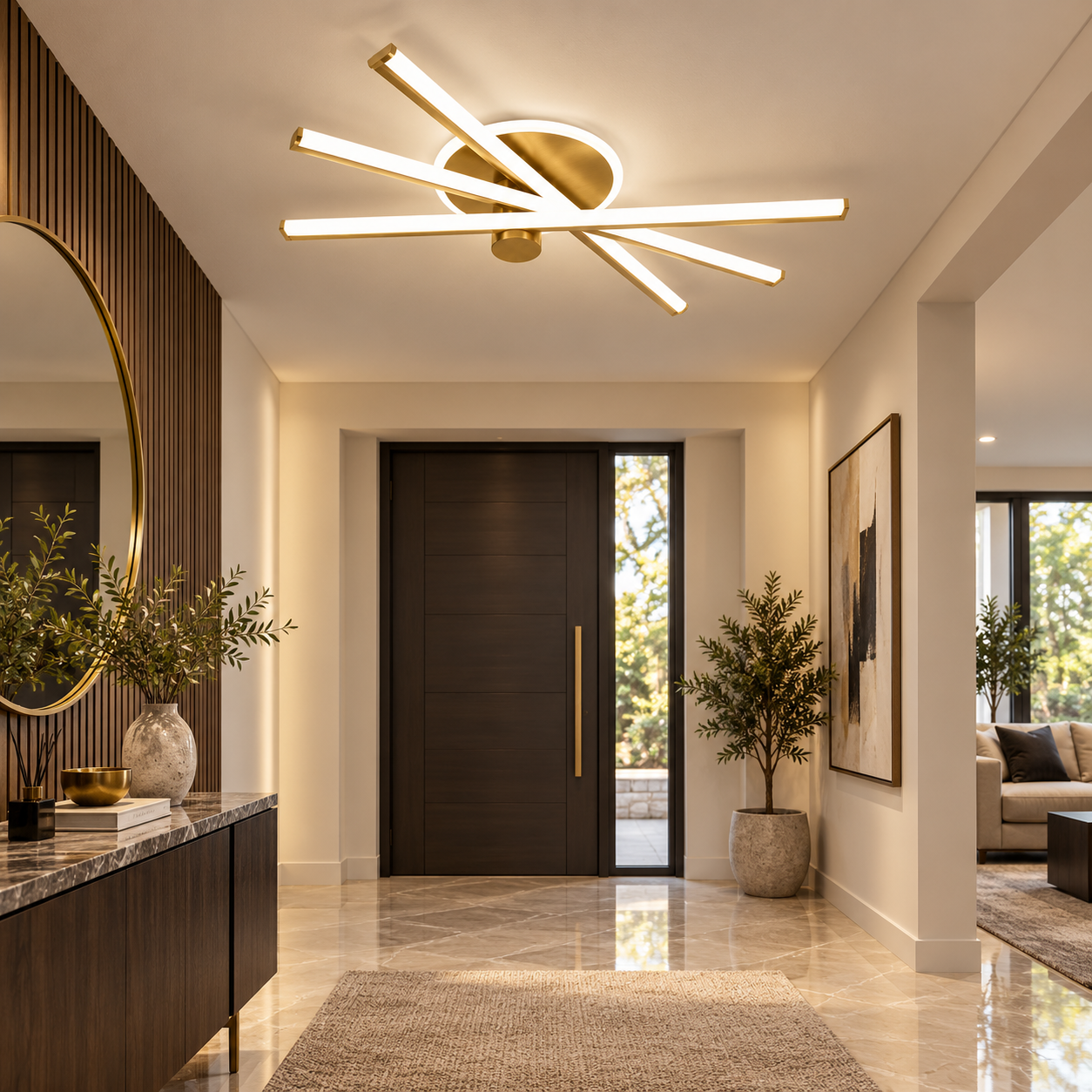 Lustra LED, 54 W Crosslight Auriu, Telecomanda Lustra LED, 54 W Crosslight Auriu, Telecomanda